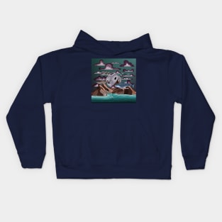 school of sharks in the sky Kids Hoodie